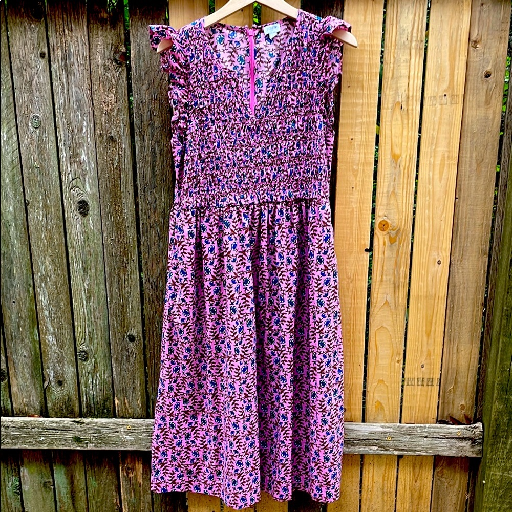 J. Crew Factory Pink and Blue Floral Dress